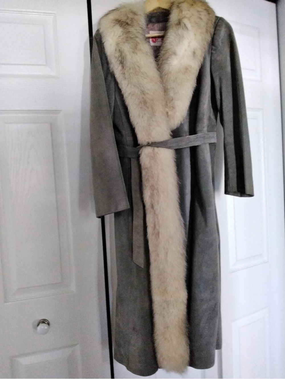 Vintage 70s Trojan Grey Suede Penny Lane Coat Small